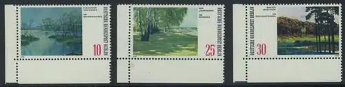 BERLIN 1972 Michel-Nummer 423-425 postfrisch SATZ(3) EINZELMARKEN ECKRÄNDER unten links - Gemälde: Berliner Landschaften - Am Grunewaldsee