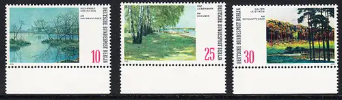 BERLIN 1972 Michel-Nummer 423-425 postfrisch SATZ(3) EINZELMARKEN RÄNDER unten - Gemälde: Berliner Landschaften - Am Grunewaldsee