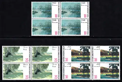 BERLIN 1972 Michel-Nummer 423-425 postfrisch SATZ(3) BLÖCKE - Gemälde: Berliner Landschaften - Am Grunewaldsee