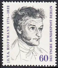 BERLIN 1972 Michel-Nummer 426 postfrisch EINZELMARKE - Ernst Theodor Wilhelm (Amadeus) Hoffmann, Schriftsteller