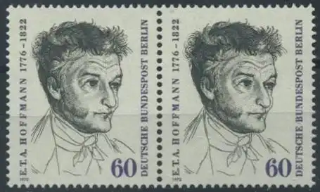 BERLIN 1972 Michel-Nummer 426 postfrisch horiz.PAAR - Ernst Theodor Wilhelm (Amadeus) Hoffmann, Schriftsteller