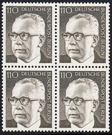 BERLIN 1972 Michel-Nummer 428 postfrisch BLOCK - Bundespräsident Dr. Gustav Heinemann