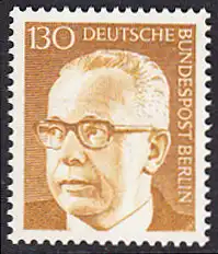 BERLIN 1972 Michel-Nummer 429 postfrisch EINZELMARKE - Bundespräsident Dr. Gustav Heinemann