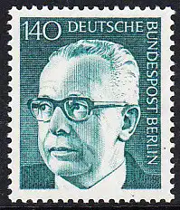 BERLIN 1972 Michel-Nummer 430 postfrisch EINZELMARKE - Bundespräsident Dr. Gustav Heinemann