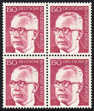 BERLIN 1972 Michel-Nummer 431 postfrisch BLOCK - Bundespräsident Dr. Gustav Heinemann