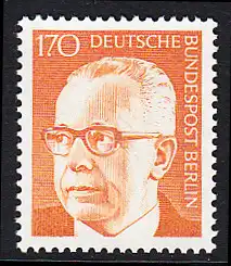 BERLIN 1972 Michel-Nummer 432 postfrisch EINZELMARKE - Bundespräsident Dr. Gustav Heinemann