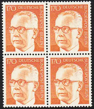 BERLIN 1972 Michel-Nummer 432 postfrisch BLOCK - Bundespräsident Dr. Gustav Heinemann