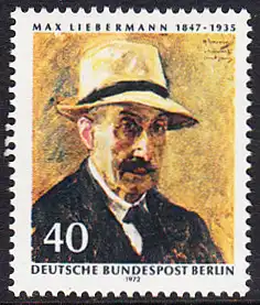 BERLIN 1972 Michel-Nummer 434 postfrisch EINZELMARKE - Max Liebermann, Maler und Grafiker