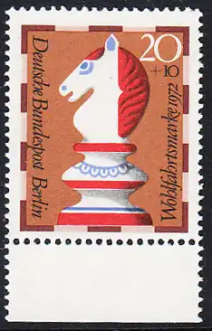BERLIN 1972 Michel-Nummer 435 postfrisch EINZELMARKE RAND unten - Schachfiguren: Springer