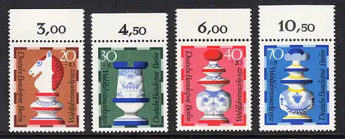 BERLIN 1972 Michel-Nummer 435-438 postfrisch SATZ(4) EINZELMARKEN RÄNDER oben (c) - Schachfiguren