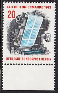 BERLIN 1972 Michel-Nummer 439 postfrisch EINZELMARKE RAND unten - Tag der Briefmarke
