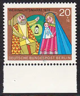 BERLIN 1972 Michel-Nummer 441 postfrisch EINZELMARKE RAND unten - Weihnachten