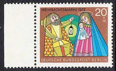 BERLIN 1972 Michel-Nummer 441 postfrisch EINZELMARKE RAND links - Weihnachten
