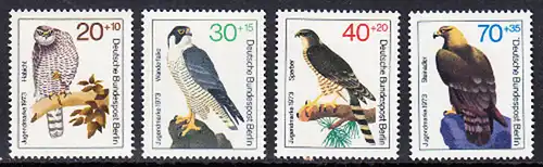 BERLIN 1973 Michel-Nummer 442-445 postfrisch SATZ(4) EINZELMARKEN - Greifvögel