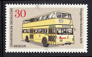 BERLIN 1973 Michel-Nummer 449 postfrisch EINZELMARKE - Berliner Verkehrsmittel: Omnibusse, Doppeldeckautobus
