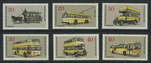 BERLIN 1973 Michel-Nummer 446-451 postfrisch SATZ(6) EINZELMARKEN - Berliner Verkehrsmittel: Omnibusse