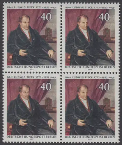 BERLIN 1973 Michel-Nummer 452 postfrisch BLOCK - Ludwig Tieck, Dichter