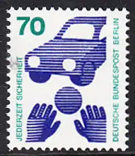 BERLIN 1973 Michel-Nummer 453 postfrisch EINZELMARKE - Unfallverhütung; Verkehrssicherheit - Ball vor Auto