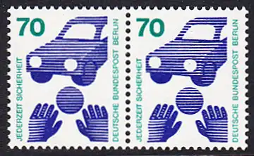 BERLIN 1973 Michel-Nummer 453 postfrisch horiz.PAAR - Unfallverhütung; Verkehrssicherheit - Ball vor Auto