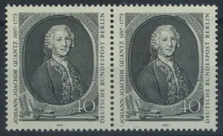 BERLIN 1973 Michel-Nummer 454 postfrisch horiz.PAAR - Johann Joachim Quantz, Flötist und Komponist