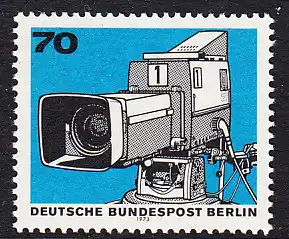 BERLIN 1973 Michel-Nummer 458 postfrisch EINZELMARKE - 50 Jahre Deutscher Rundfunk: Fernsehkamera