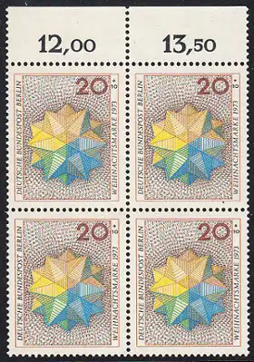 BERLIN 1973 Michel-Nummer 463 postfrisch BLOCK RÄNDER oben (a02) - Weihnachten