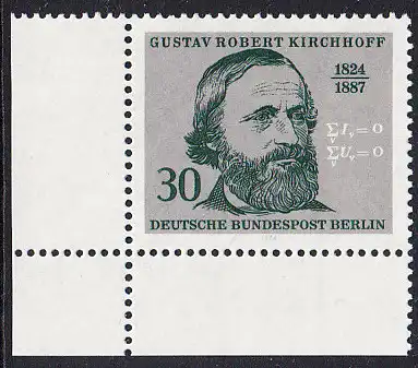 BERLIN 1974 Michel-Nummer 465 postfrisch EINZELMARKE ECKRAND unten links - Georg Wenzeslaus von Knobelsdorff, Baumeister und Maler