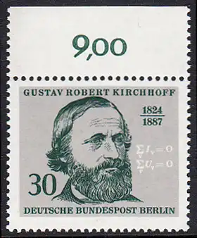 BERLIN 1974 Michel-Nummer 465 postfrisch EINZELMARKE RAND oben (b) - Georg Wenzeslaus von Knobelsdorff, Baumeister und Maler