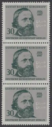 BERLIN 1974 Michel-Nummer 465 postfrisch vert.STRIP(3) - Georg Wenzeslaus von Knobelsdorff, Baumeister und Maler