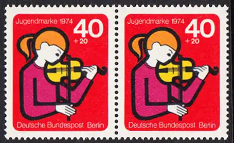 BERLIN 1974 Michel-Nummer 470 postfrisch horiz.PAAR - Elemente internationaler Jugendarbeit: Jugend musiziert