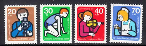 BERLIN 1974 Michel-Nummer 468-471 postfrisch SATZ(4) EINZELMARKEN - Elemente internationaler Jugendarbeit