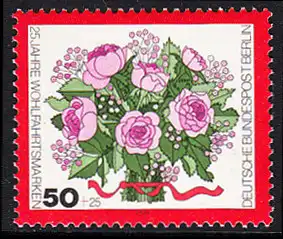 BERLIN 1974 Michel-Nummer 475 postfrisch EINZELMARKE - Blumensträuße: Rosenstrauß