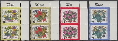 BERLIN 1974 Michel-Nummer 473-476 postfrisch SATZ(4) vert.PAARE ECKRÄNDER oben rechts - Blumensträuße