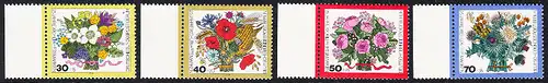 BERLIN 1974 Michel-Nummer 473-476 postfrisch SATZ(4) EINZELMARKEN RÄNDER links - Blumensträuße