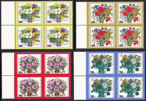BERLIN 1974 Michel-Nummer 473-476 postfrisch SATZ(4) BLÖCKE RÄNDER links - Blumensträuße