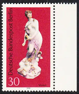 BERLIN 1974 Michel-Nummer 478 postfrisch EINZELMARKE RAND rechts - Berliner Porzellan: Venus