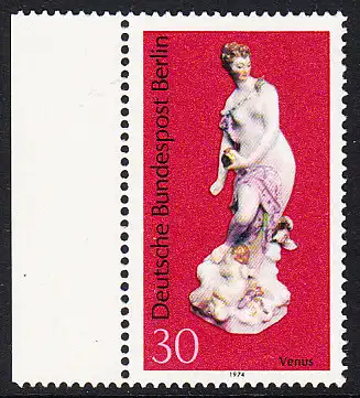 BERLIN 1974 Michel-Nummer 478 postfrisch EINZELMARKE RAND links - Berliner Porzellan: Venus