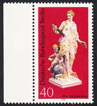 BERLIN 1974 Michel-Nummer 479 postfrisch EINZELMARKE RAND links - Berliner Porzellan: Die Astronomie
