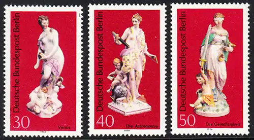 BERLIN 1974 Michel-Nummer 478-480 postfrisch SATZ(3) EINZELMARKEN - Berliner Porzellan