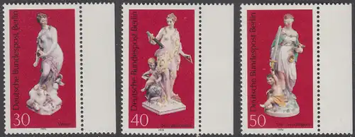 BERLIN 1974 Michel-Nummer 478-480 postfrisch SATZ(3) EINZELMARKEN RÄNDER rechts - Berliner Porzellan