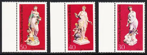BERLIN 1974 Michel-Nummer 478-480 postfrisch SATZ(3) EINZELMARKEN RÄNDER links - Berliner Porzellan