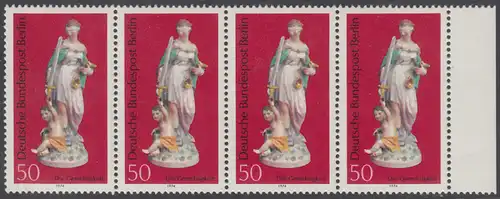 BERLIN 1974 Michel-Nummer 480 postfrisch horiz.STRIP(4) RAND rechts - Berliner Porzellan: Die Gerechtigkeit