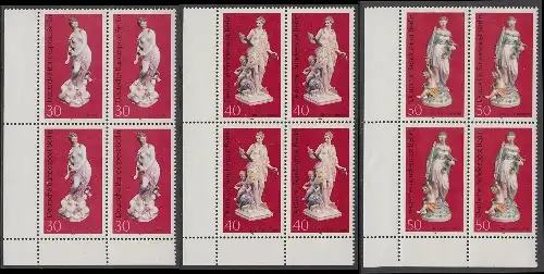 BERLIN 1974 Michel-Nummer 478-480 postfrisch SATZ(3) BLÖCKE ECKRAND unten links - Berliner Porzellan