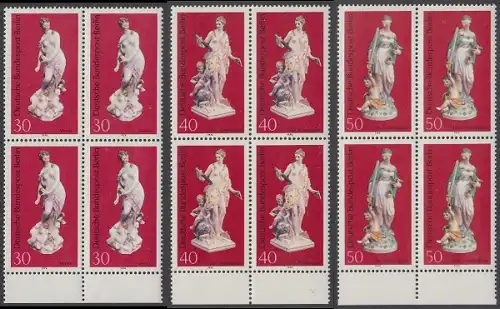 BERLIN 1974 Michel-Nummer 478-480 postfrisch SATZ(3) BLÖCKE RÄNDER unten - Berliner Porzellan