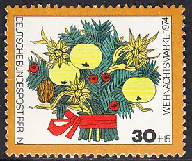 BERLIN 1974 Michel-Nummer 481 postfrisch EINZELMARKE - Weihnachten