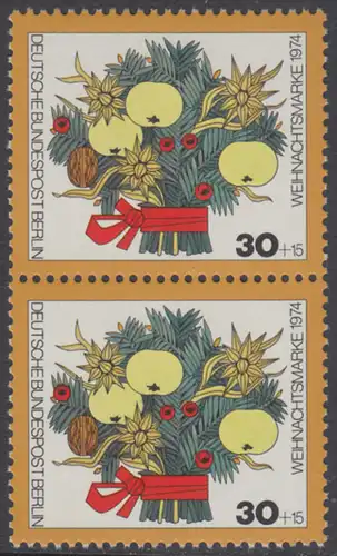 BERLIN 1974 Michel-Nummer 481 postfrisch vert.PAAR - Weihnachten