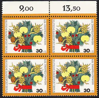 BERLIN 1974 Michel-Nummer 481 postfrisch BLOCK RÄNDER oben - Weihnachten