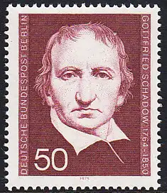 BERLIN 1975 Michel-Nummer 482 postfrisch EINZELMARKE - Gottfried Schadow, Bildhauer und Grafiker