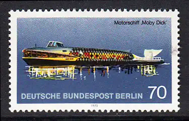 BERLIN 1975 Michel-Nummer 487 postfrisch EINZELMARKE - Berliner Verkehrsmittel, Personenschiffahrt: Motorschiff Moby Dick
