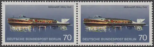 BERLIN 1975 Michel-Nummer 487 postfrisch horiz.PAAR - Berliner Verkehrsmittel, Personenschiffahrt: Motorschiff Moby Dick
